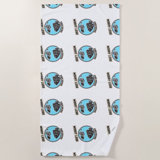 Fish More Worry Less ビーチタオル (正面)