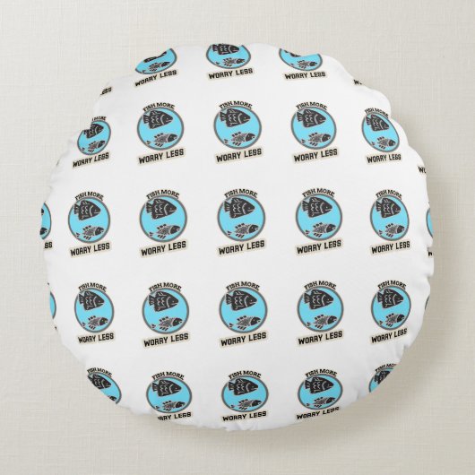 Fish More Worry Less ラウンドクッション (正面)