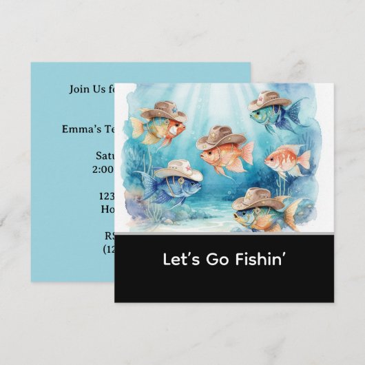 Fish Party Texas themed  招待状 (正面/裏面)