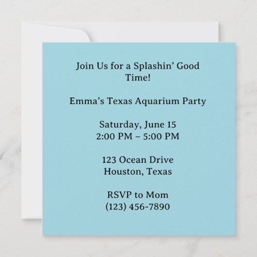 Fish Party Texas themed  招待状 (裏面)