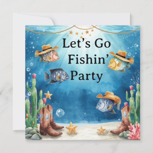 Fish Party Texas themed  招待状 (正面)