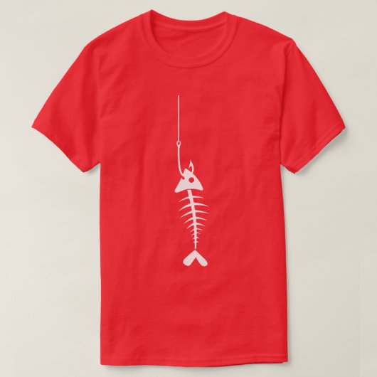 Fish skeleton in a fish hook  tシャツ (デザイン正面)