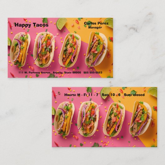 Fish tacos on a colorful background 名刺 (正面/裏面)
