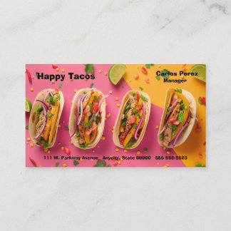 Fish tacos on a colorful background 名刺