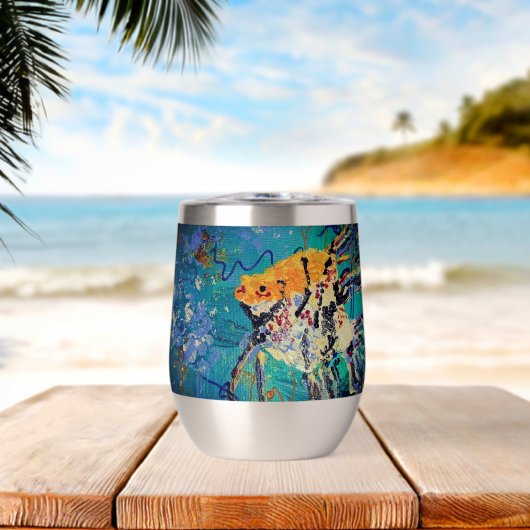 Fish Wine Tumbler Water Bottle (ビーチ (回転後))
