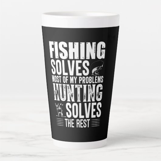 Fisher Fishing Solves Most Of My Problems カフェラテマグ (正面)