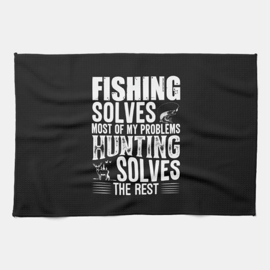 Fisher Fishing Solves Most Of My Problems キッチンタオル (横)