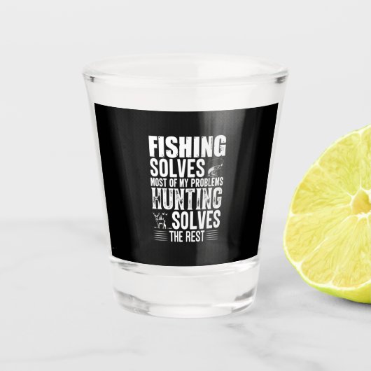 Fisher Fishing Solves Most Of My Problems ショットグラス (正面)