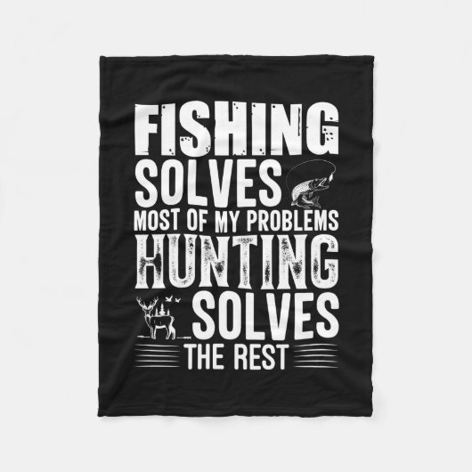 Fisher Fishing Solves Most Of My Problems フリースブランケット (正面)