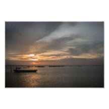 Fisherman at Sunset at the Beach