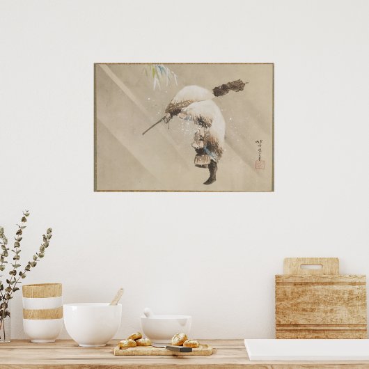 Fisherman Carrying His Net in the Snow 1821 ポスター (キッチン)