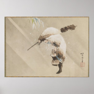 Fisherman Carrying His Net in the Snow 1821 ポスター