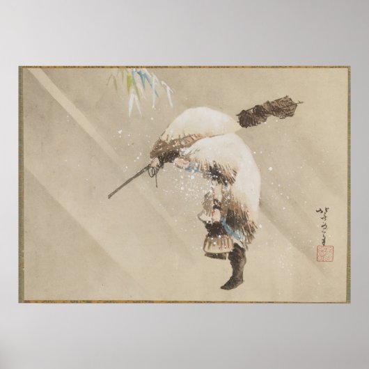 Fisherman Carrying His Net in the Snow 1821 ポスター (正面)