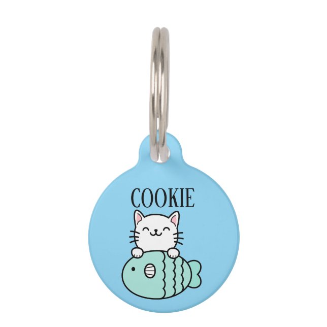 Fisherman Cat Pesonalized  ペット　ネームタグ (正面)