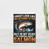 Fisherman Fish Angler Thinking About Salmon Fishin カード (正面)