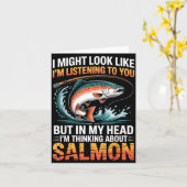 Fisherman Fish Angler Thinking About Salmon Fishin カード (黄色い花)