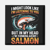 Fisherman Fish Angler Thinking About Salmon Fishin マグネット (正面)