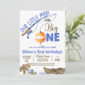 Fisherman / fishing boy 1st birthday invitation. 招待状 (スタンド正面)