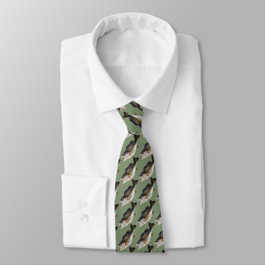 Fisherman Fishing Large Mouth Bass Fish Neck Tie ネクタイ (タイ)