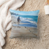 Fisherman on Turtle Beach Pillow クッション (ブランケット)