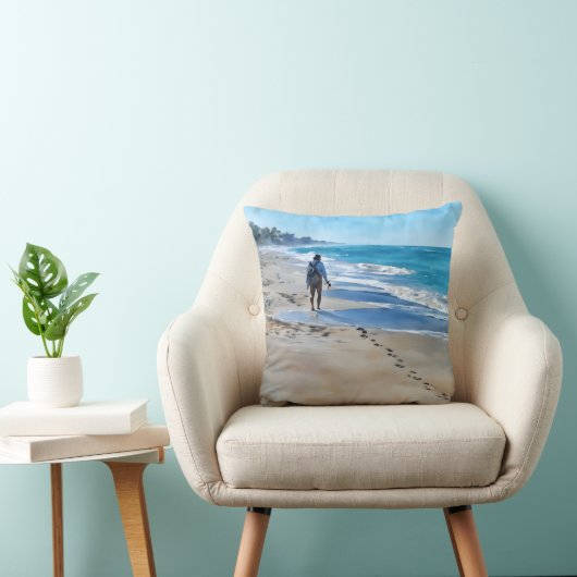Fisherman on Turtle Beach Pillow クッション (椅子)