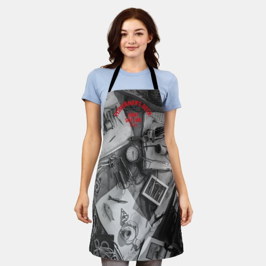 Fisherman’s Deck Black and White Apron エプロン (着用した状態)