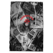 Fisherman’s Deck Custom Black and White Gift Bag ミディアムペーパーバッグ (裏面)