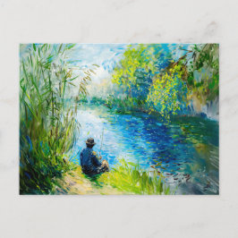 fisherman sitting by the Havel riverbank on a warm シーズンポストカード