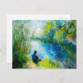 fisherman sitting by the Havel riverbank on a warm シーズンポストカード (正面/裏面)