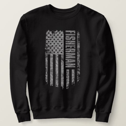 Fisherman USA Flag Distressed design スウェットシャツ (デザイン正面)