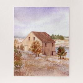 Fisherman's House Norway Coast Watercolour ジグソーパズル