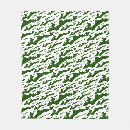 Fishers Island Fleece Blanket – Green/White  フリースブランケット (正面)