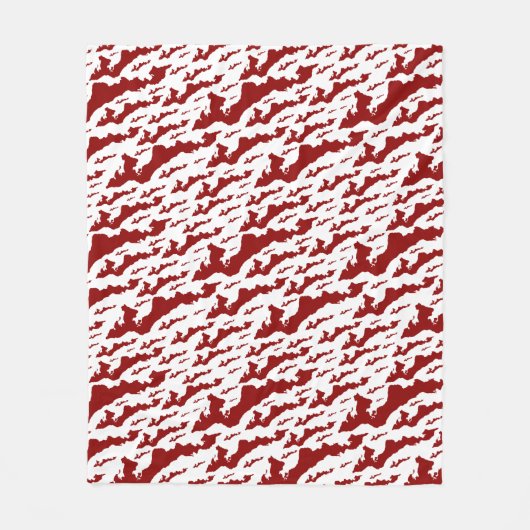 Fishers Island Fleece Blanket – Red/White フリースブランケット (正面)