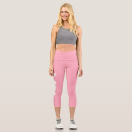 Fishers Island Yoga Capri Leggings – White/Pink カプリレギンス