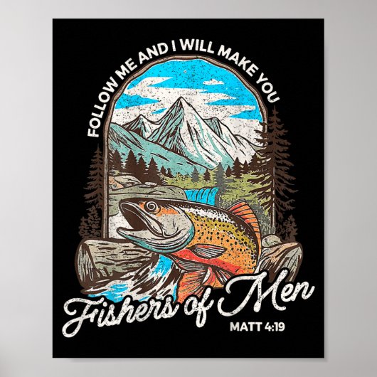 Fishers Of Men Matthew 4-19 Bible Christian Fishin ポスター (正面)