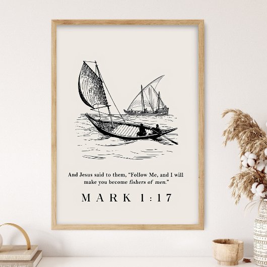 Fishers of Men Poster, Christian Wall Art, Bible  ポスター