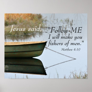 Fishers of Men Scripture, Matthew 4:19 Bible Verse ポスター