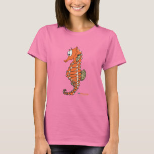 Fishfryはタツノオトシゴの前部ロゴのTシャツを設計します Tシャツ