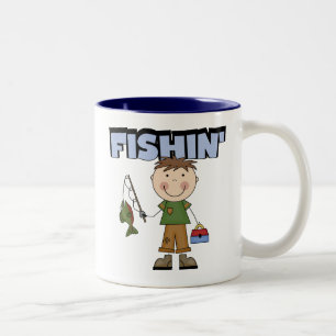 Fishinの男の子のTシャツおよびギフト ツートーンマグカップ
