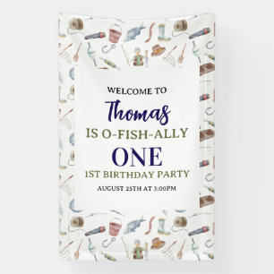 Fishing 1st Birthday お魚友達になって1年パーティー 横断幕