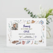 Fishing 1st Birthday Invitation | O-Fish-Ally One  招待状 (スタンド正面)