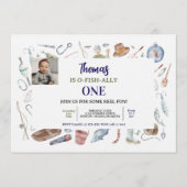 Fishing 1st Birthday Invitation | O-Fish-Ally One  招待状 (正面)