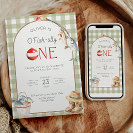 Fishing 1st Birthday Invitation O Fishally One  招待状