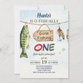 Fishing 1st Birthday O-Fish-Ally One Birthday 招待状 (正面)