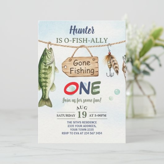 Fishing 1st Birthday O-Fish-Ally One Birthday 招待状 (スタンド正面)