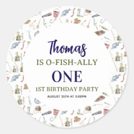 Fishing 1st Birthday | O-Fish-Ally One party ラウンドシール