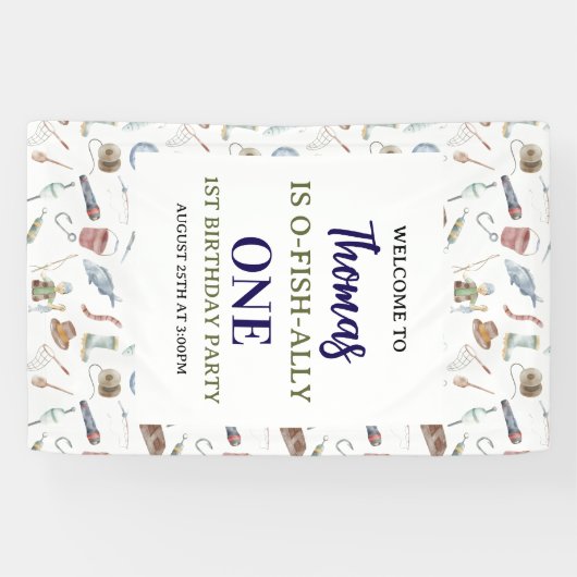 Fishing 1st Birthday | O-Fish-Ally One party 横断幕 (横)