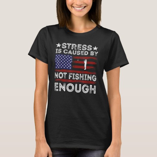Fishing 4th Of July Usa Flag Bass Fly Fishing Tシャツ (正面)