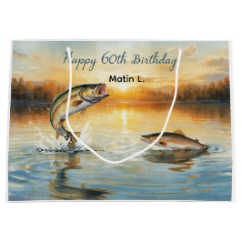 Fishing 60th Birthday  ラージペーパーバッグ