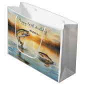 Fishing 60th Birthday  ラージペーパーバッグ (正面アングル)